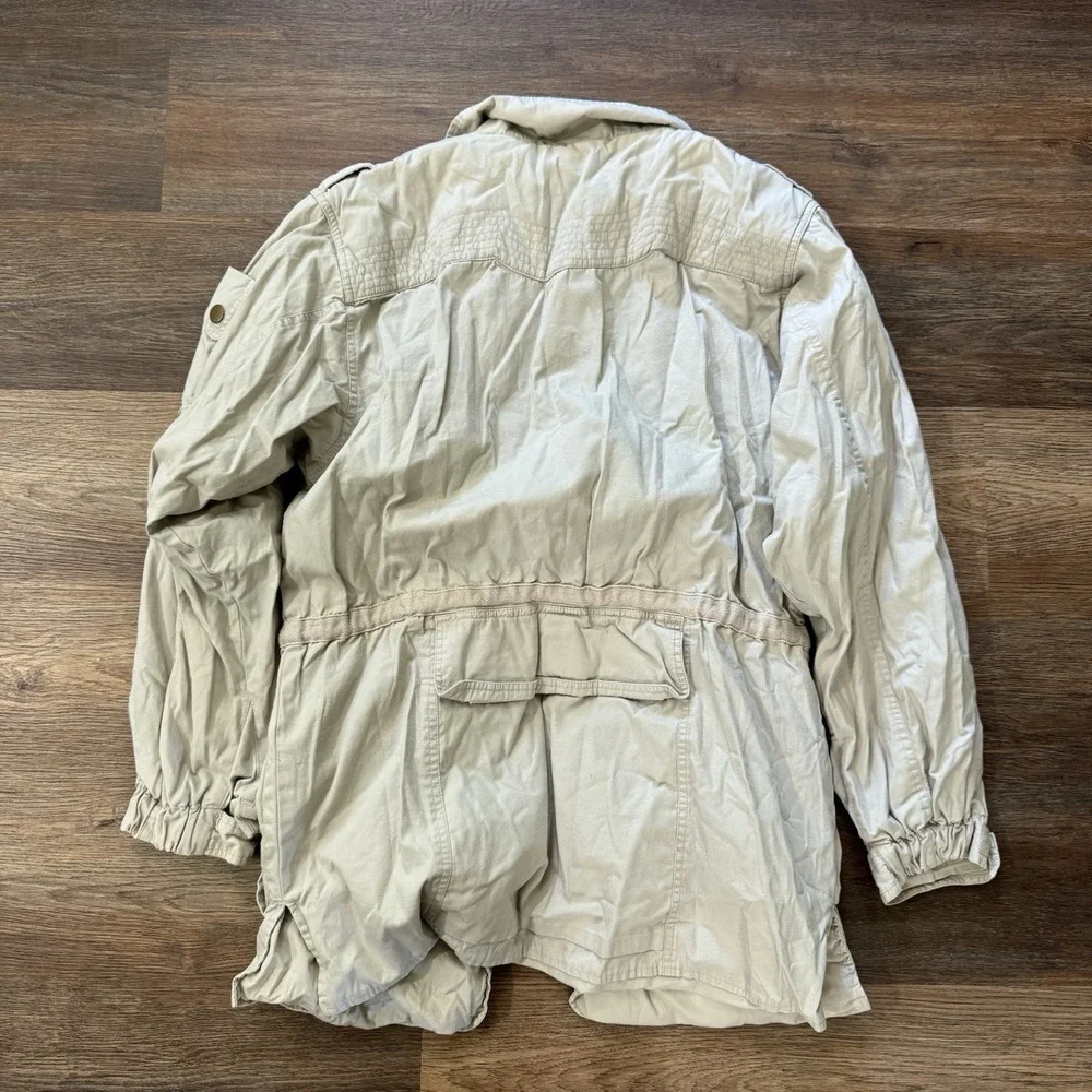 VTG Trail Designs Khaki Beige Safari Utility Photography Jacket Sz M Pockets
